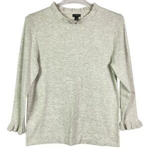 NWT Ann Taylor Factory Light Gray Ruffled Neck & Cuffs Sweater, XL, 3/4 sleeves